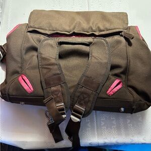 Pottery Barn Kids Convertible Diaper Bag Messenger Backpack Brown Pink Rare